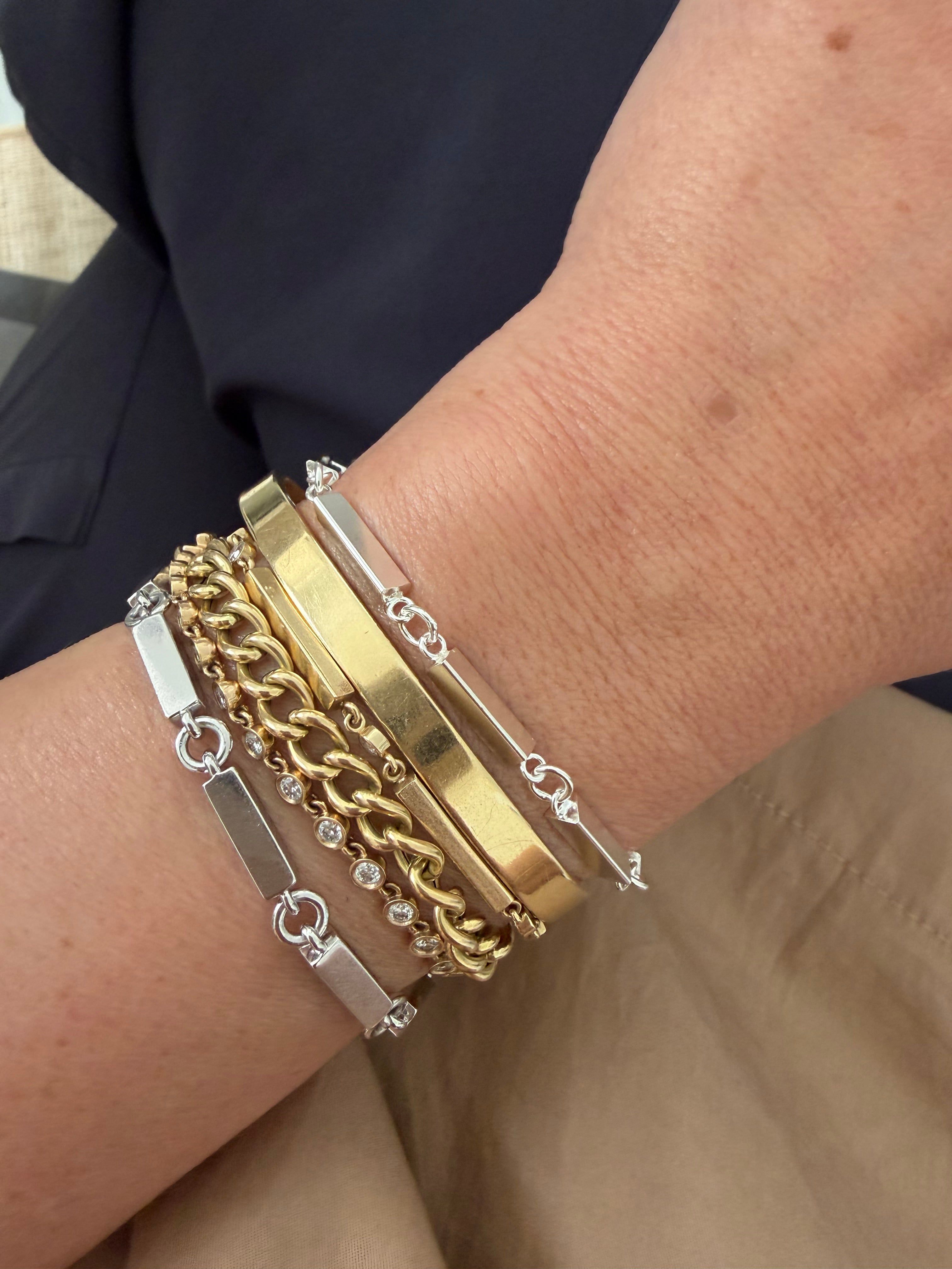 Sterling Silver Triangle Bars Bracelet - 7.5 inch