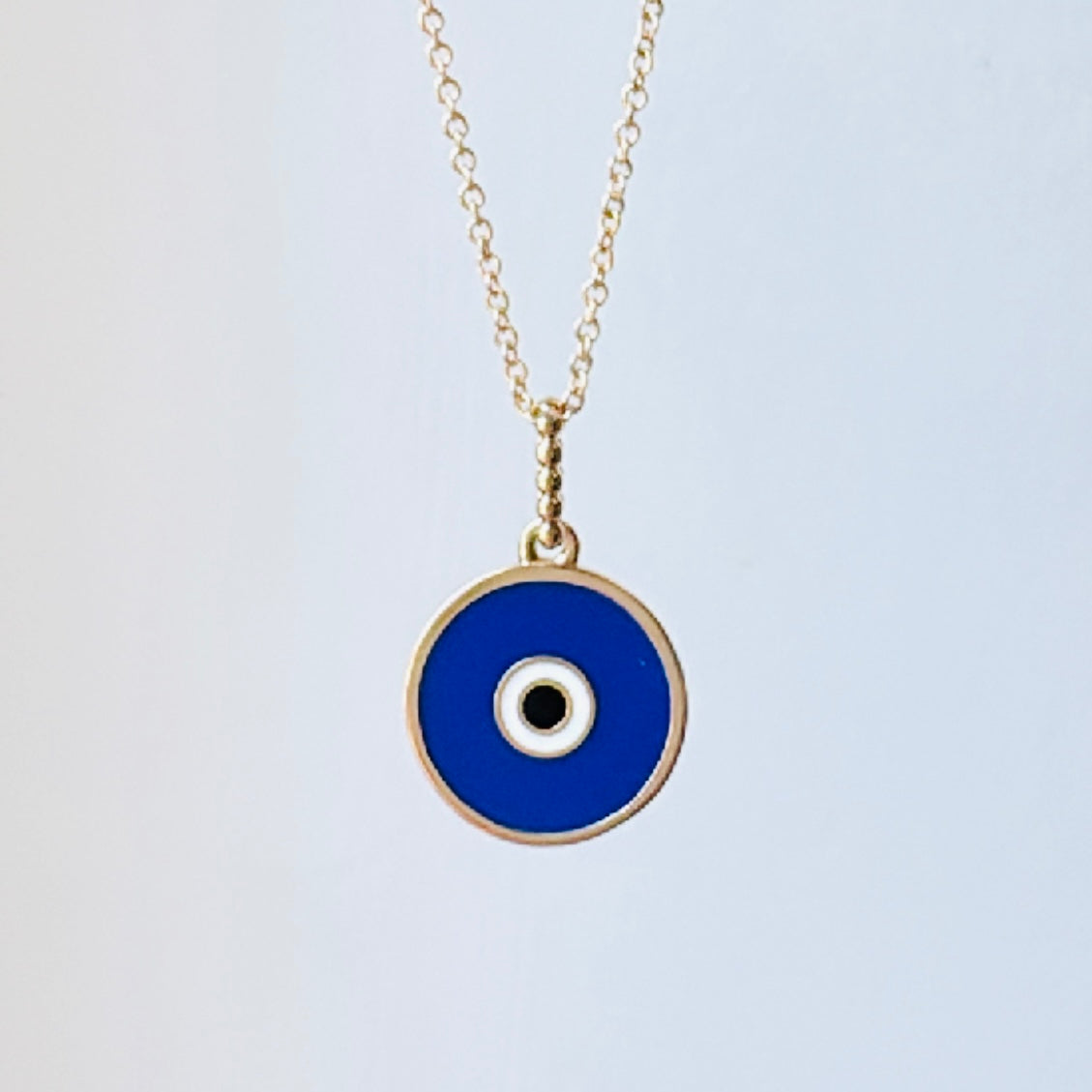 14K Enamel Evil Eye Pendant