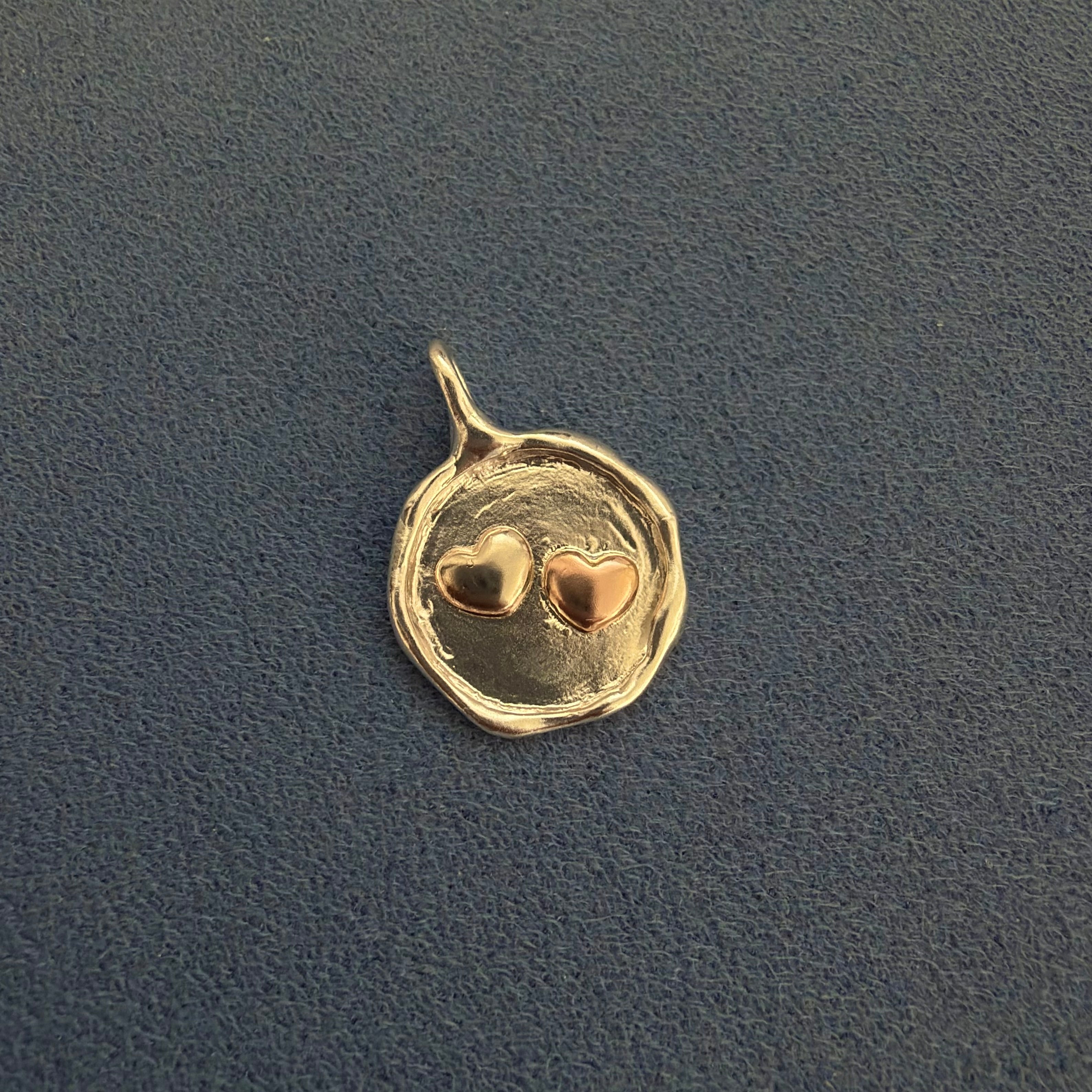 Sterling Silver & 14K Hearts Medallion