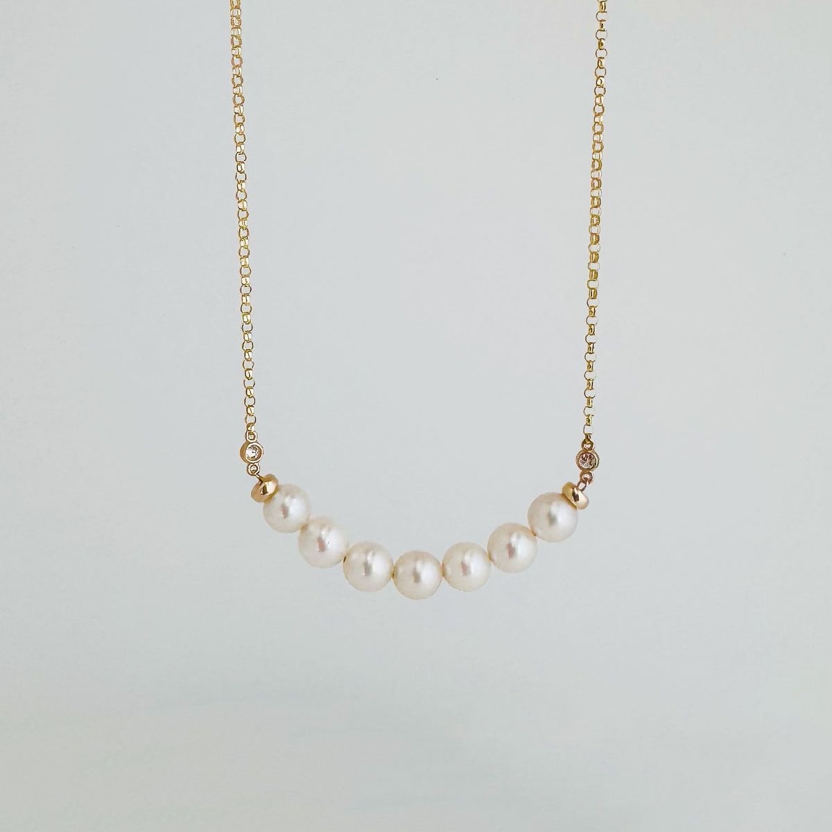 14K Pearl and Diamond Necklace - Vana Chupp Studio