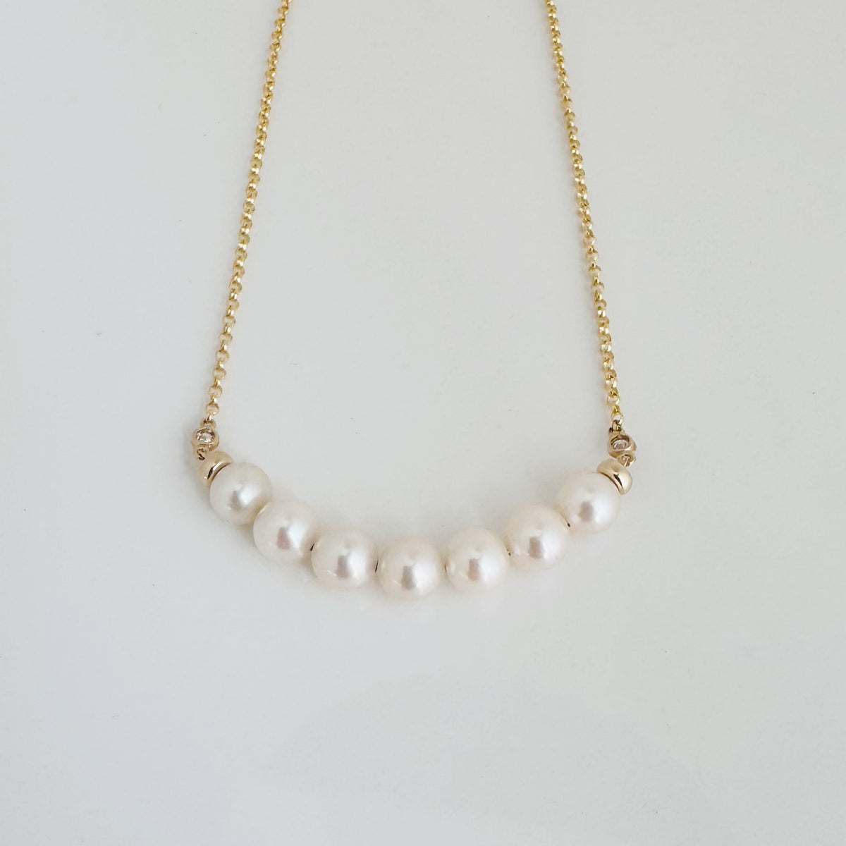 14K Pearl and Diamond Necklace - Vana Chupp Studio
