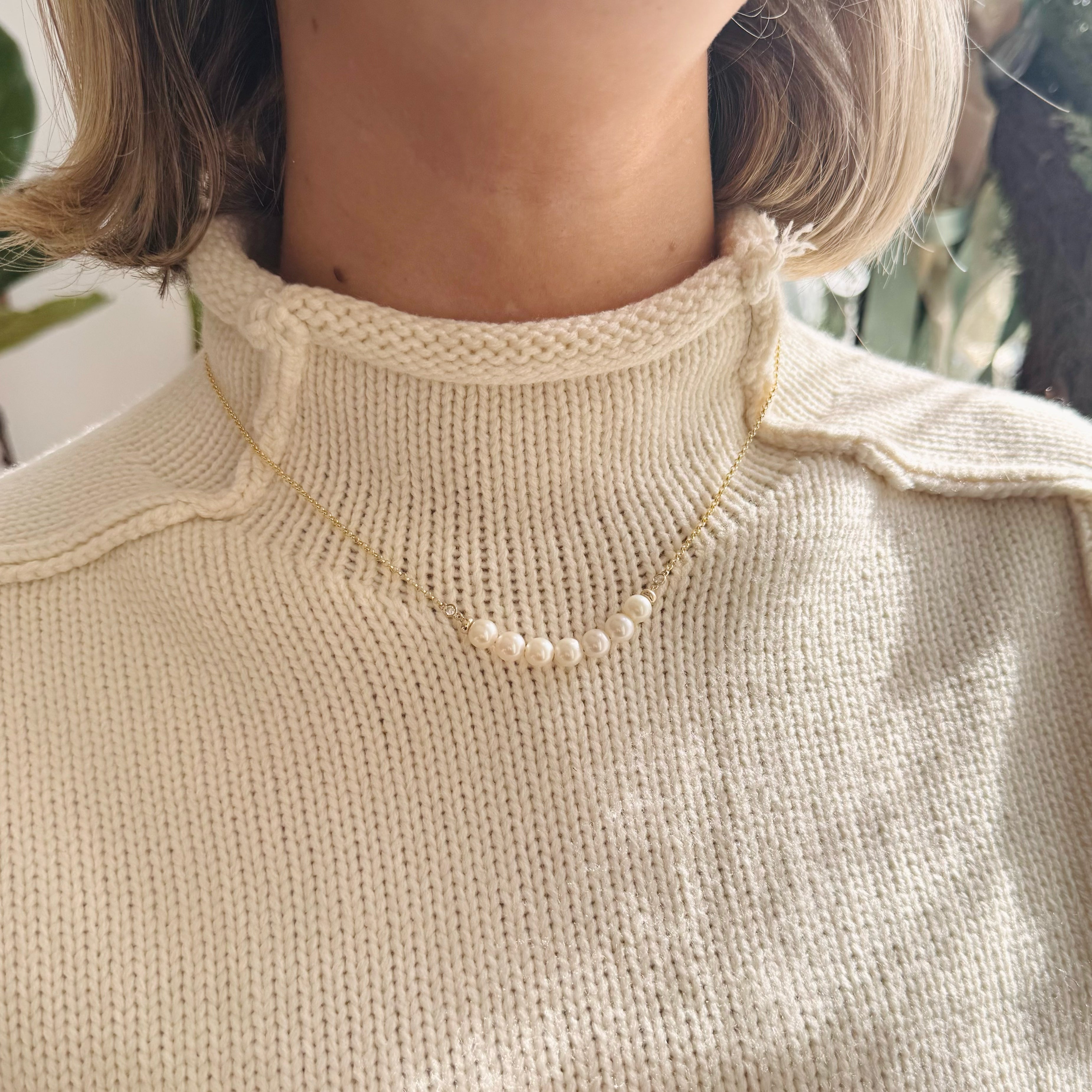 14K Pearl and Diamond Necklace