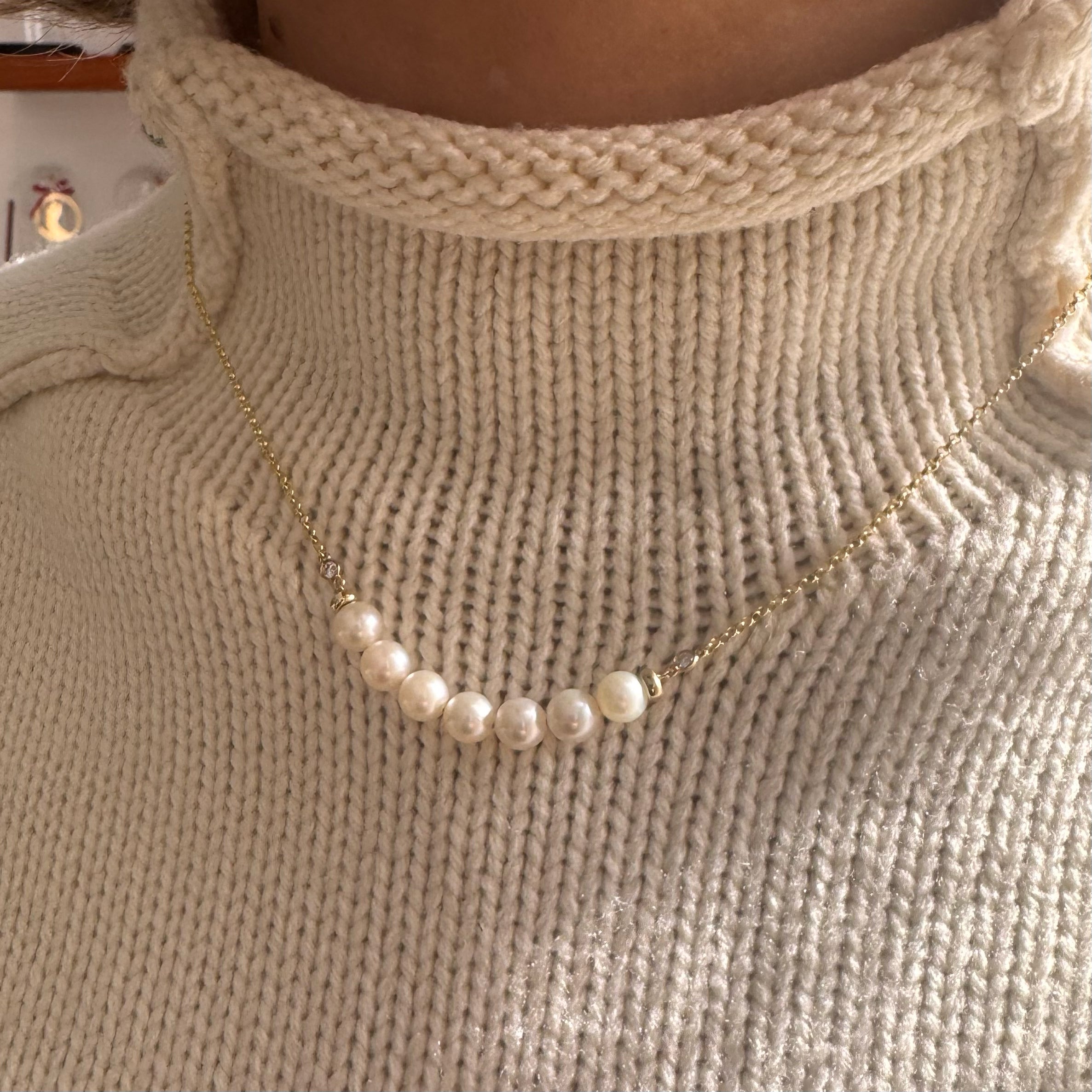 14K Pearl and Diamond Necklace