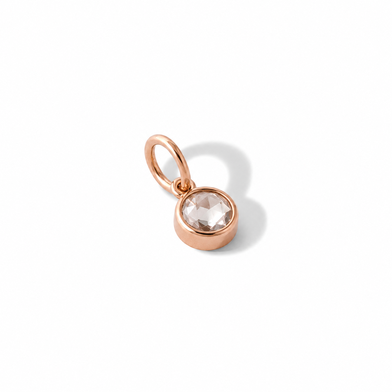 14K Rose Gold Rose Cut Diamond Charm