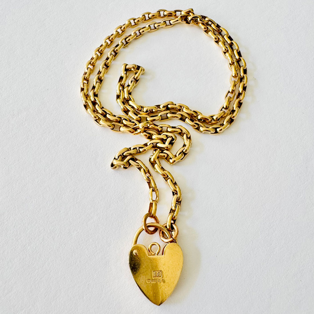 Vintage 9K Oval Rolo Chain w/Padlock