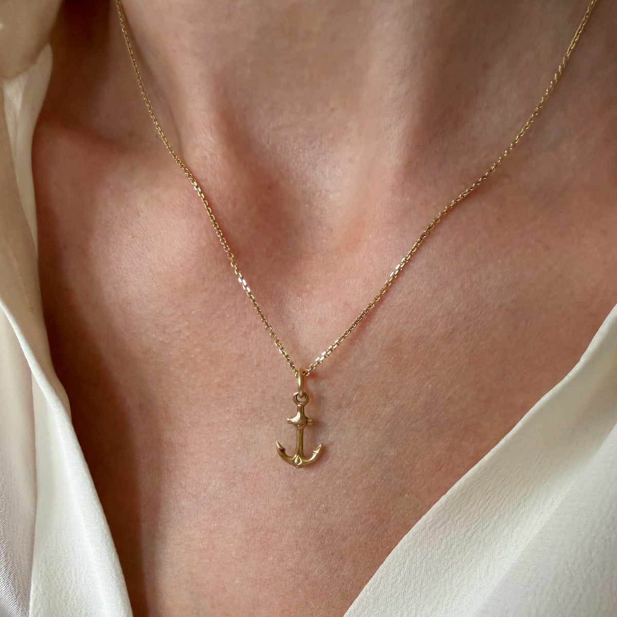 14K Yellow Gold Anchor Charm