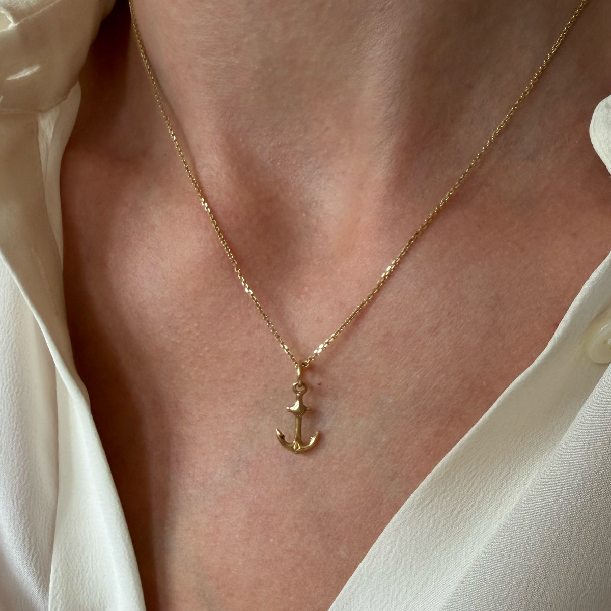 14K Yellow Gold Anchor Charm