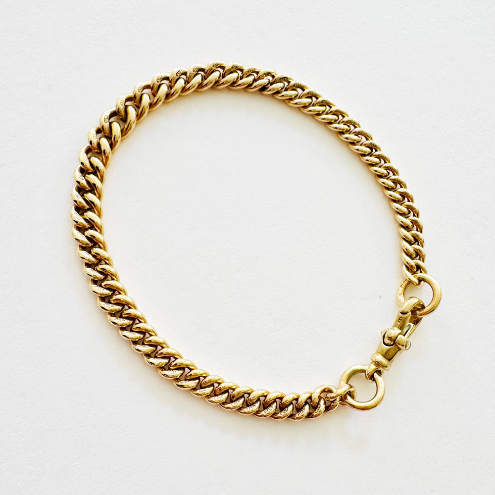 Vintage 9K Gold Graduating Curb Link Bracelet