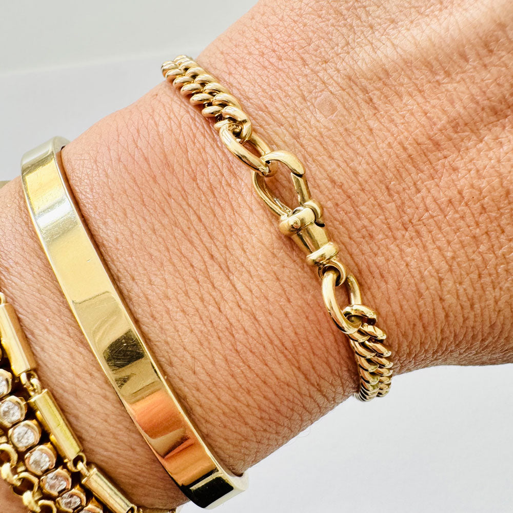 Vintage 9K Gold Graduating Curb Link Bracelet