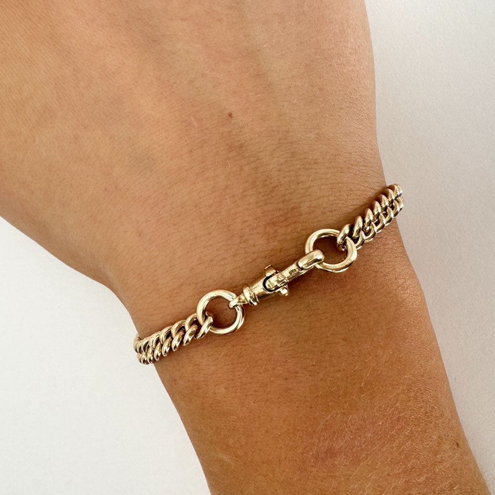 Vintage 9K Gold Graduating Curb Link Bracelet