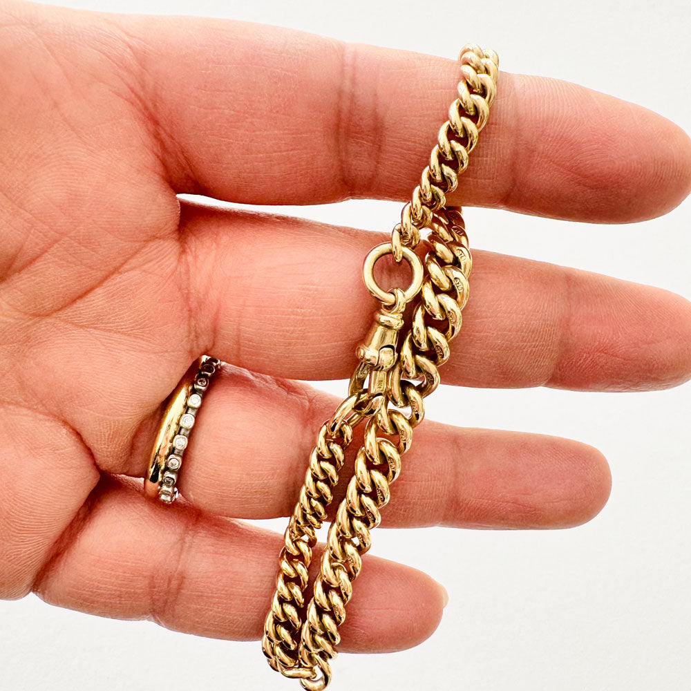 Vintage 9K Gold Graduating Curb Link Bracelet