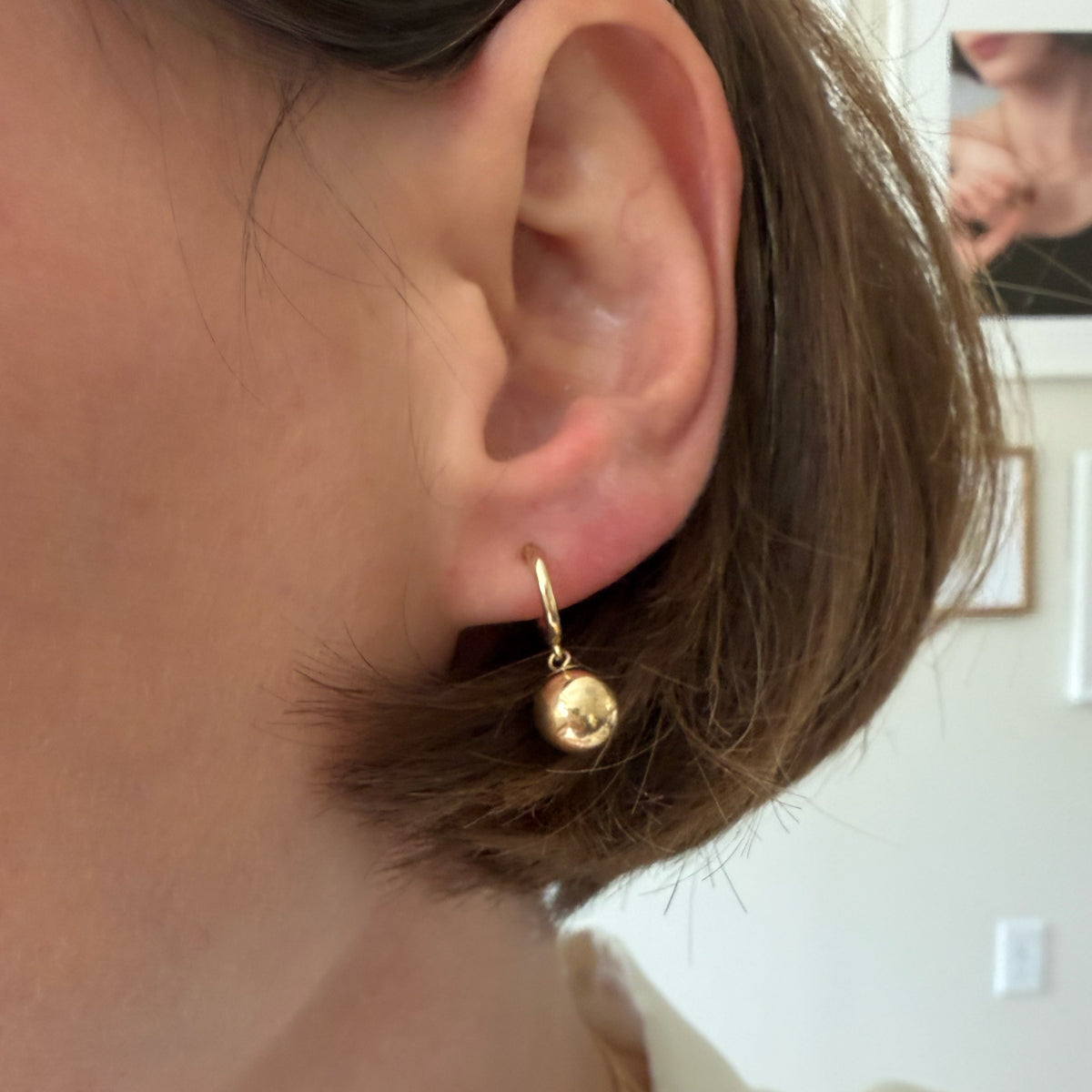 14K Gold Ball Drop Earrings