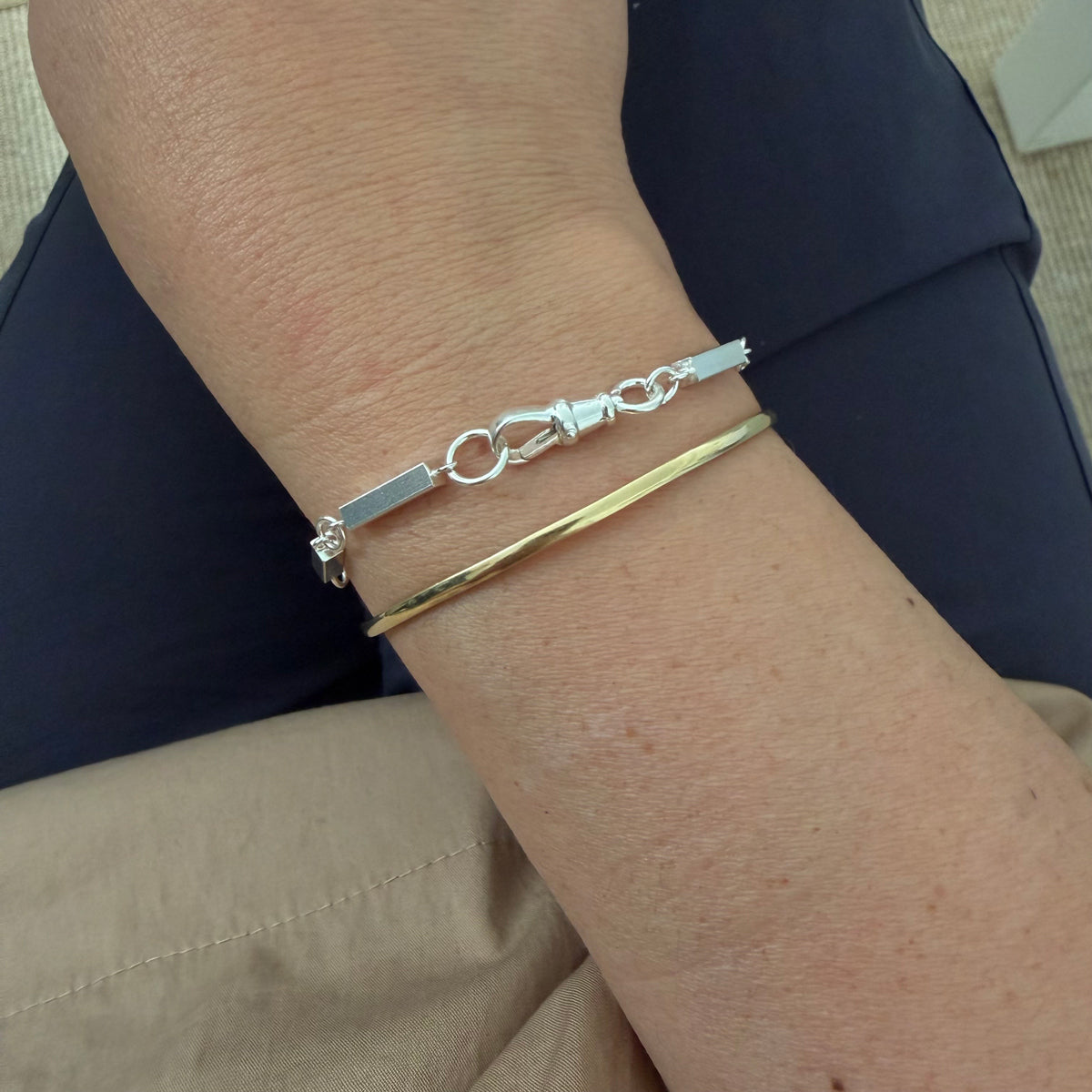 Sterling Silver Boxy Bars Bracelet - 7.5 inch
