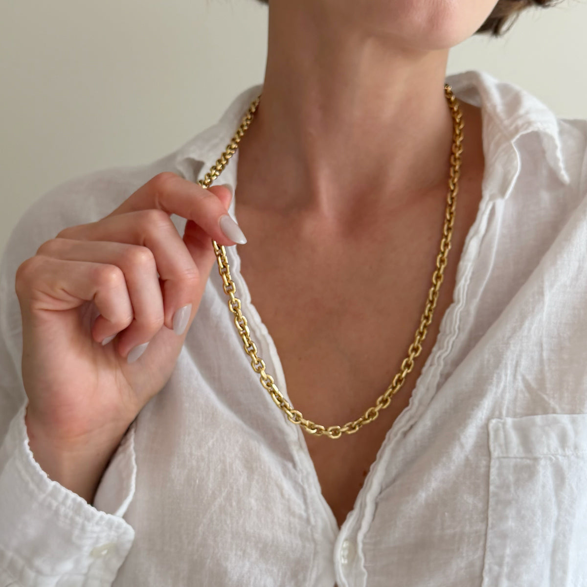 14K Yellow Gold 5.7 mm Square Link Necklace - 24 inch