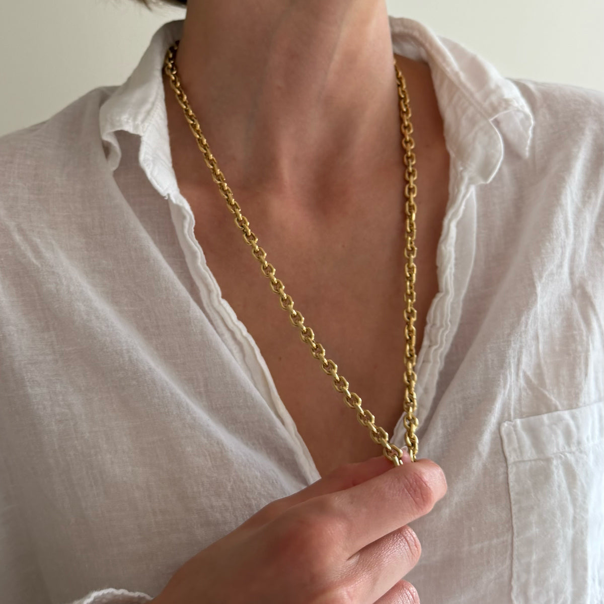 14K Yellow Gold 5.7 mm Square Link Necklace - 24 inch