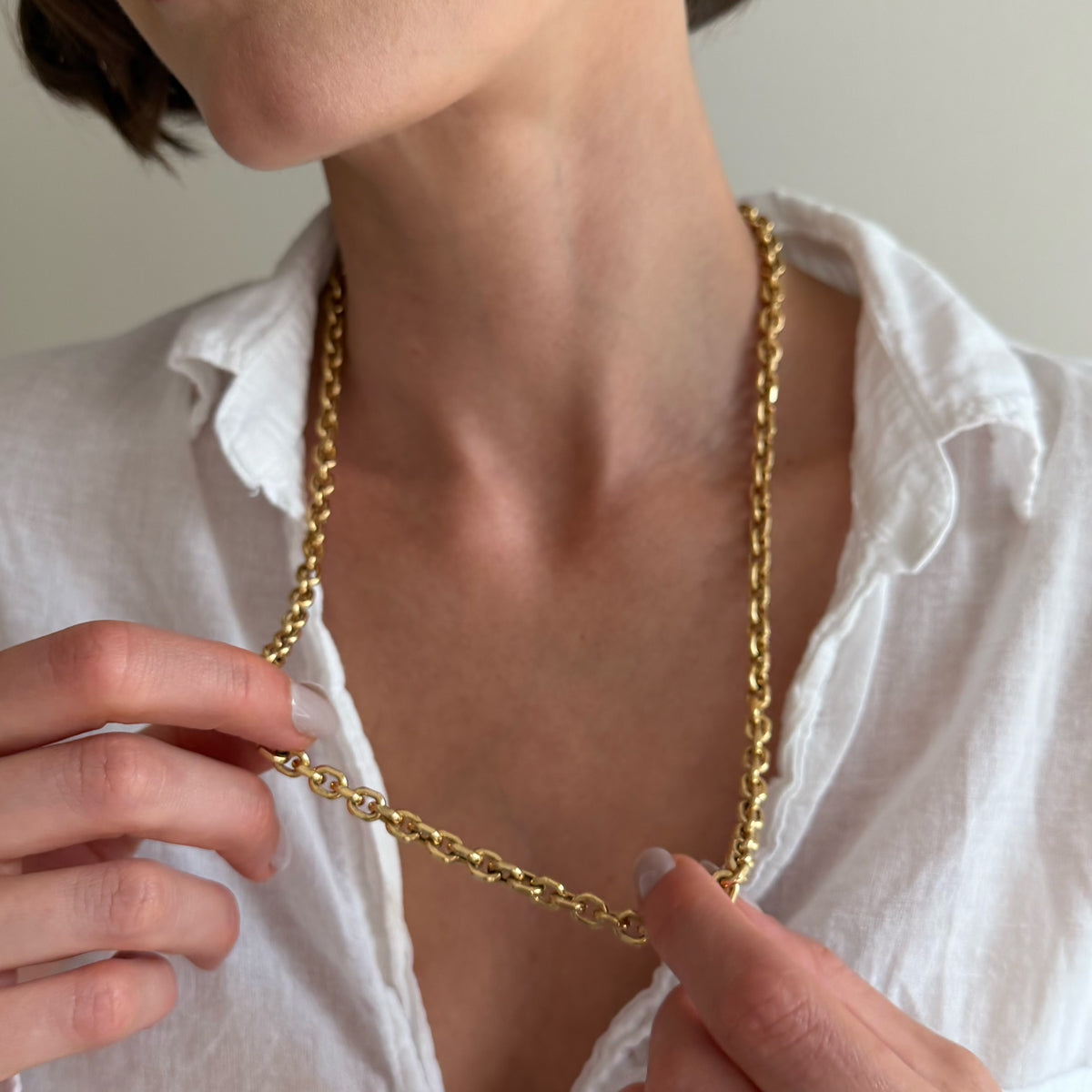 14K Yellow Gold 5.7 mm Square Link Necklace - 24 inch
