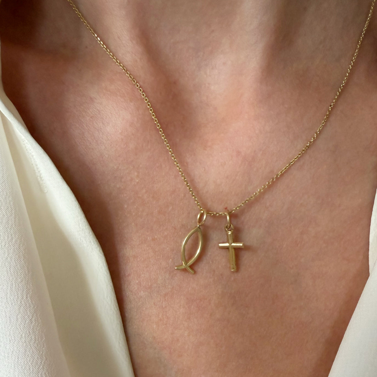 14K Yellow Gold Cross Charm