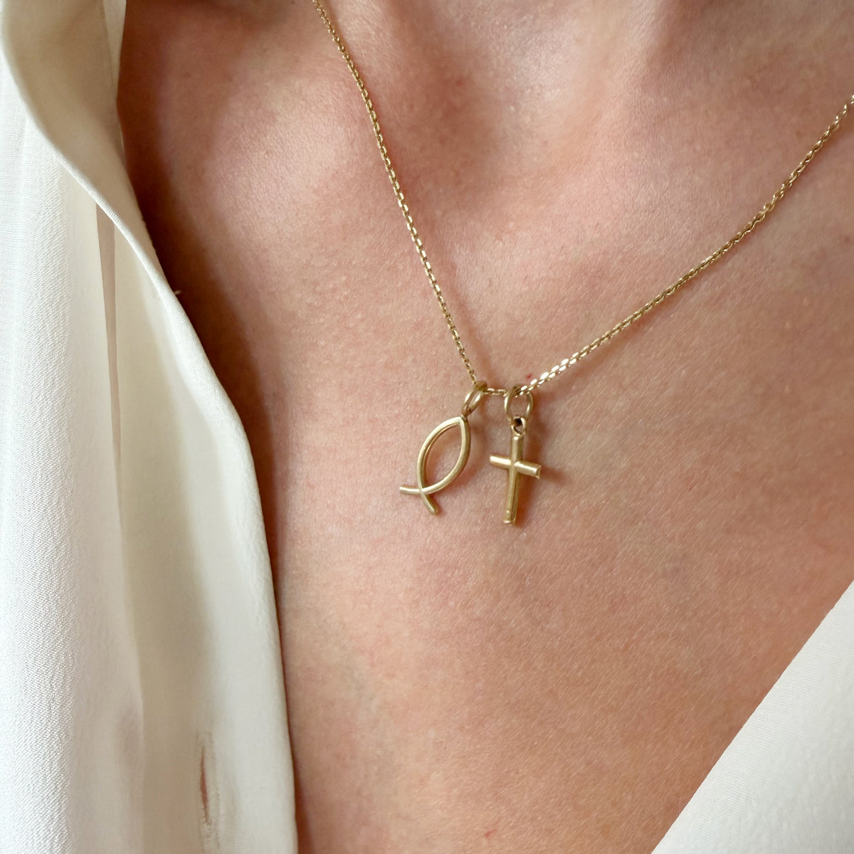 14K Yellow Gold Cross Charm