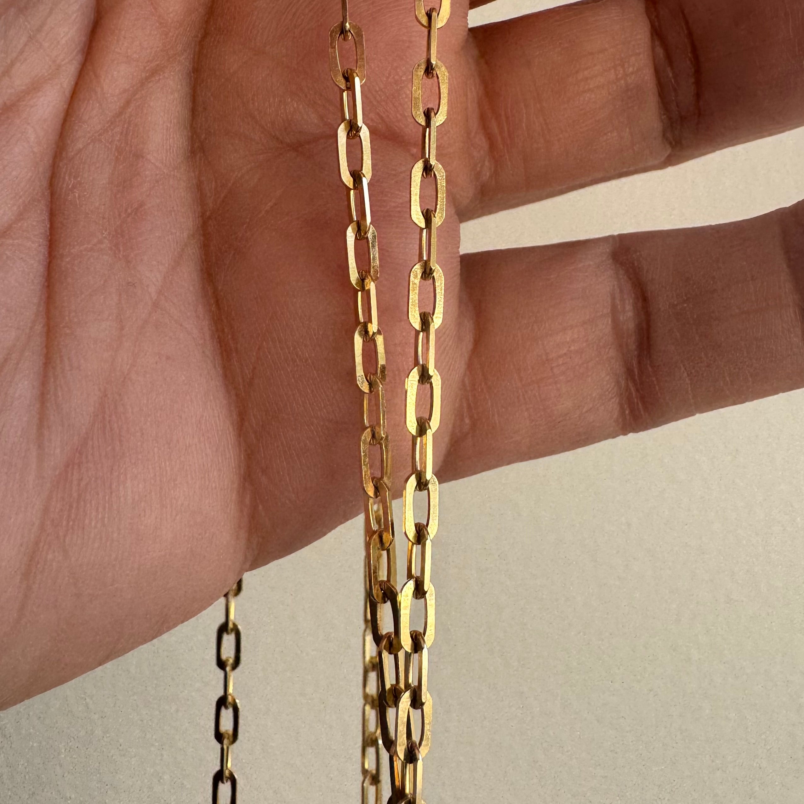 14K Square Link Cable Chain - 30 inches