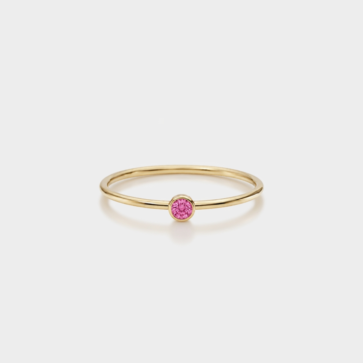 Dainty 14K yellow gold pink tourmaline ring