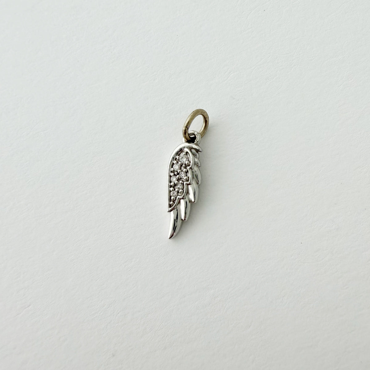 14K White Gold Diamond Angel Wing Charm