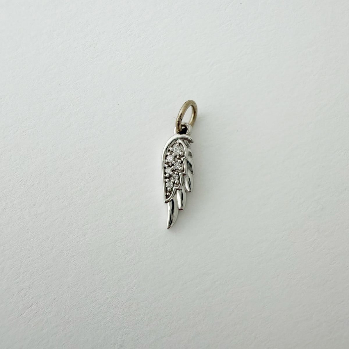 14K White Gold Diamond Angel Wing Charm