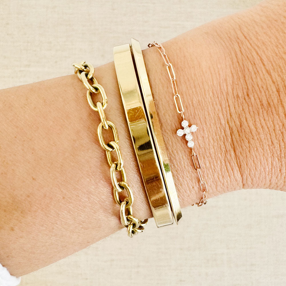 14K Rose Gold Diamond Cross Bracelet - Sample Sale