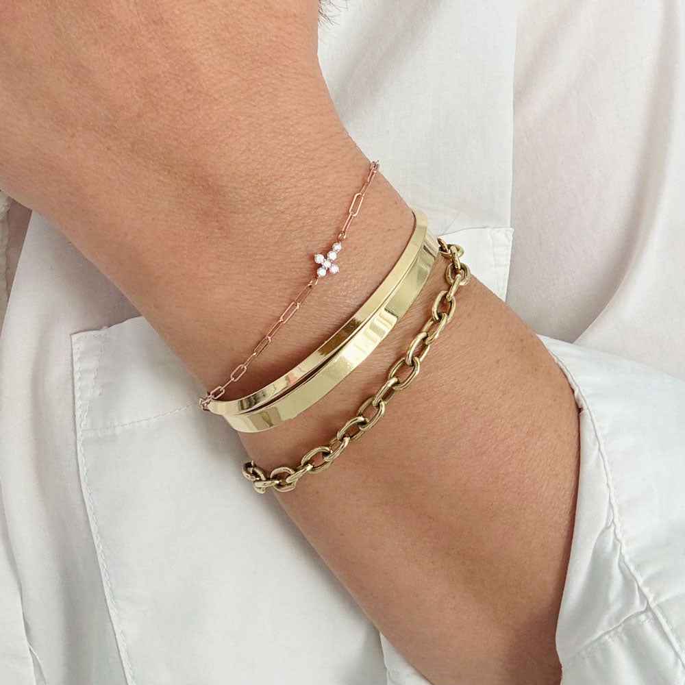 14K Rose Gold Diamond Cross Bracelet - Sample Sale