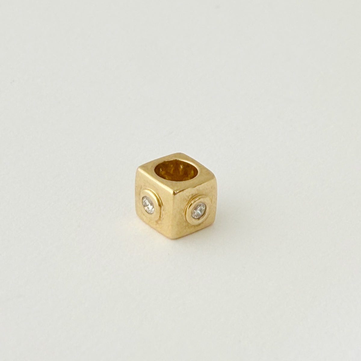 14K Gold Diamond Rondelle Charm