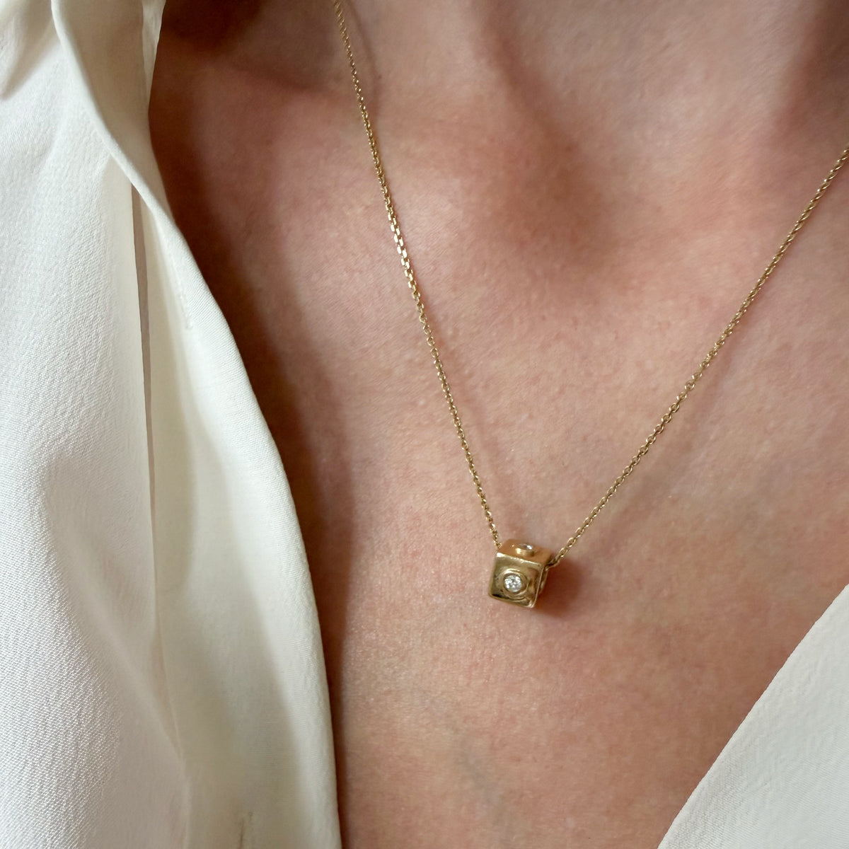 14K Gold Diamond Rondelle Charm