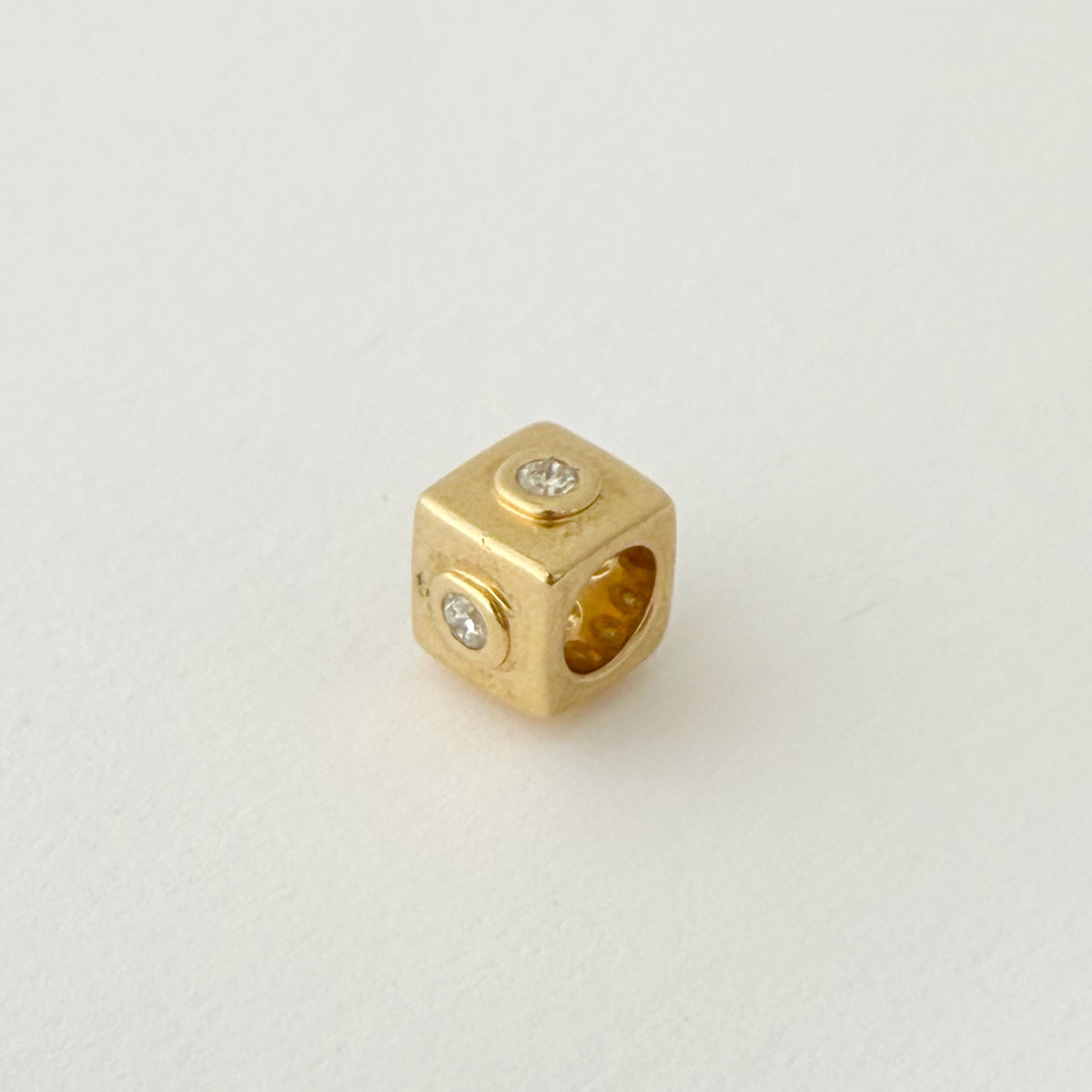 14K Gold Diamond Rondelle Charm