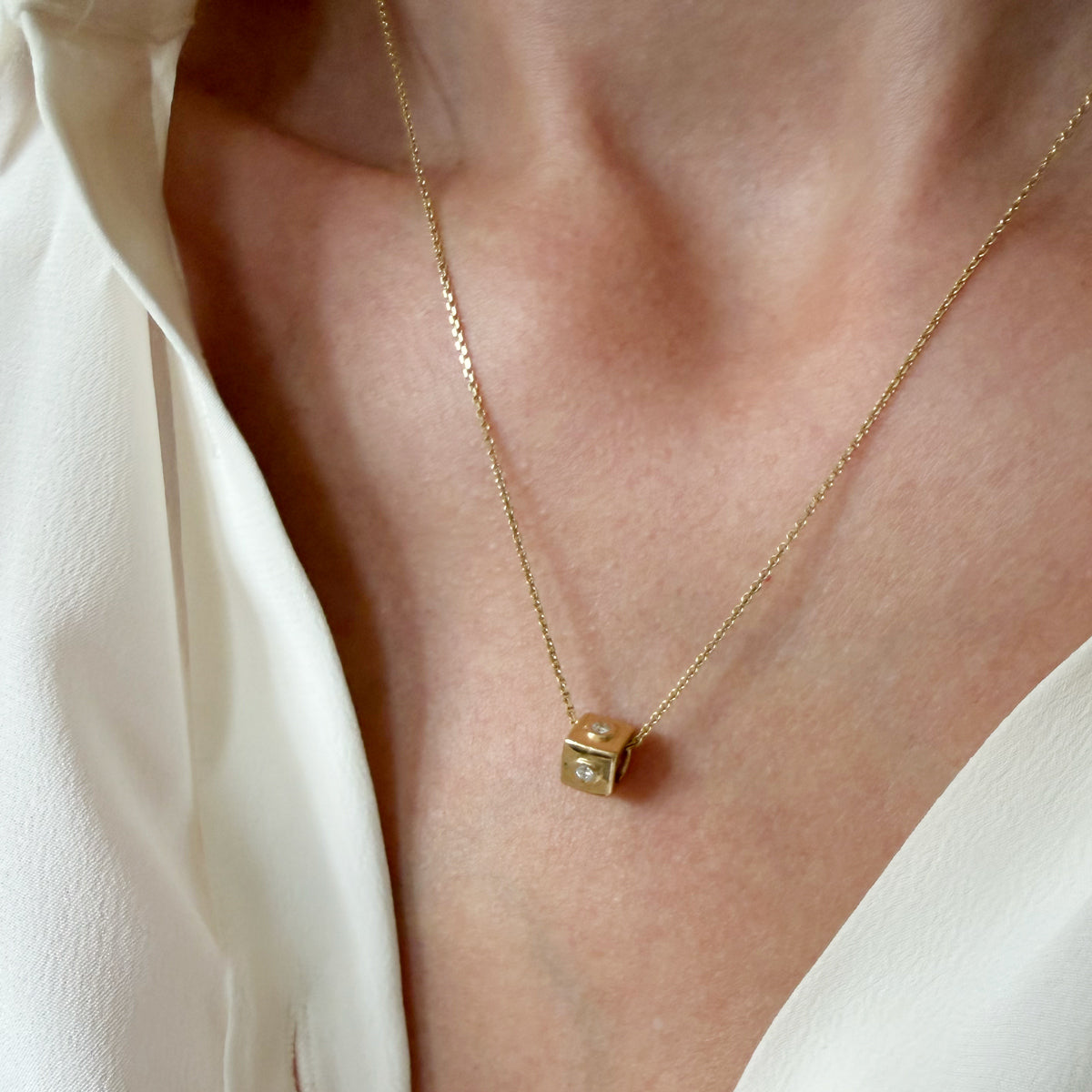 14K Gold Diamond Rondelle Charm