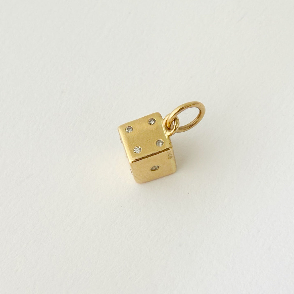 14K Gold Diamond Dice Charm