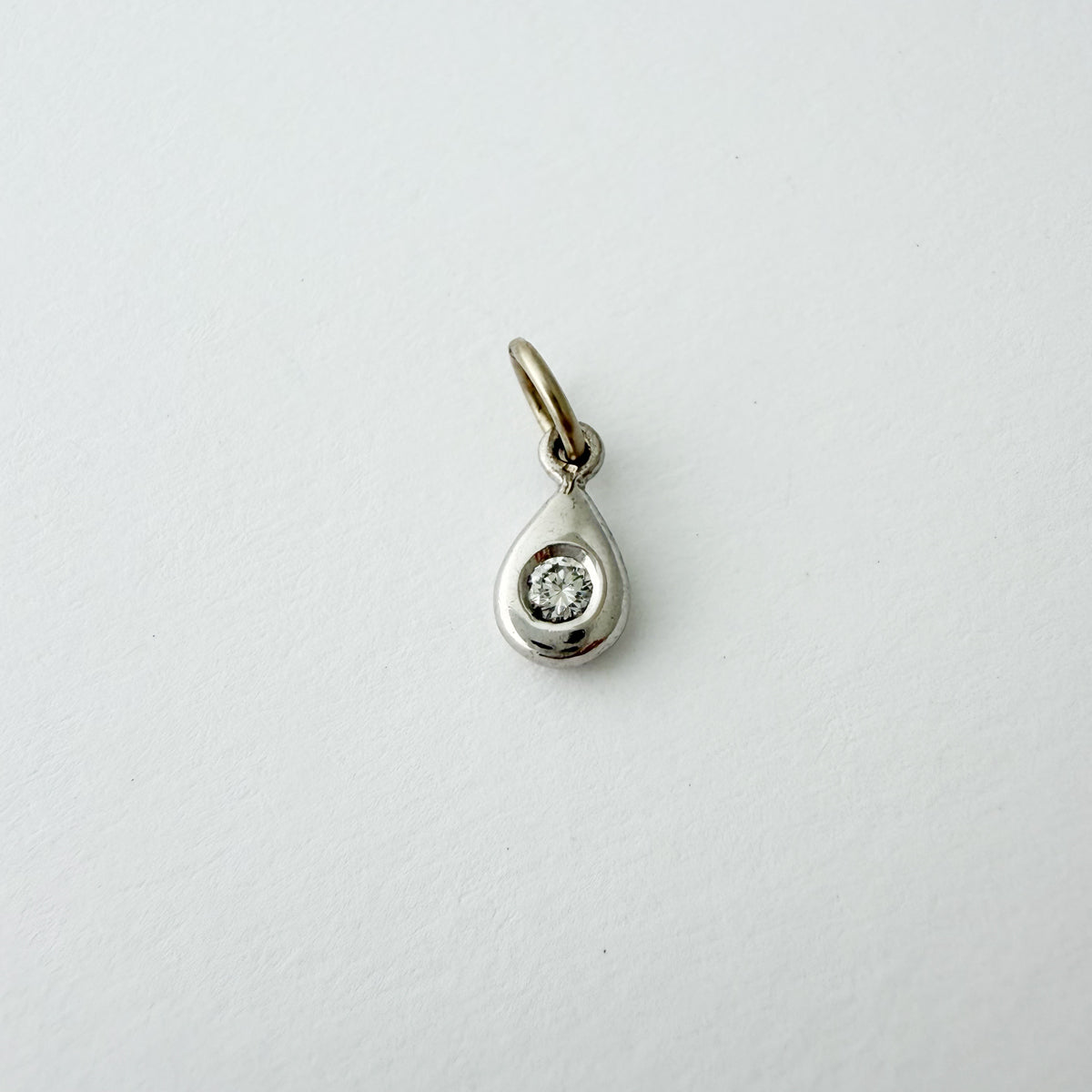 14K White Diamond Tear Drop Charm