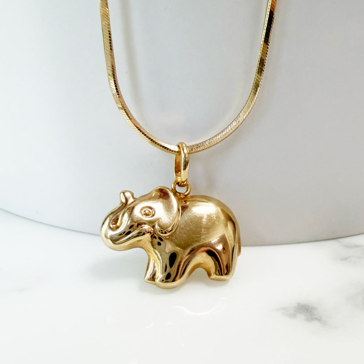 14K Gold Vintage 3D Elephant Charm