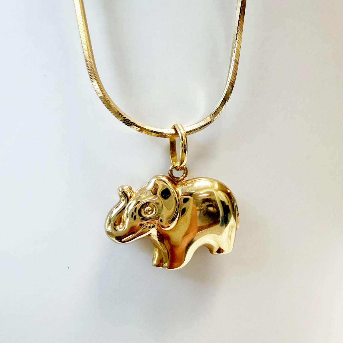 14K Gold Vintage 3D Elephant Charm