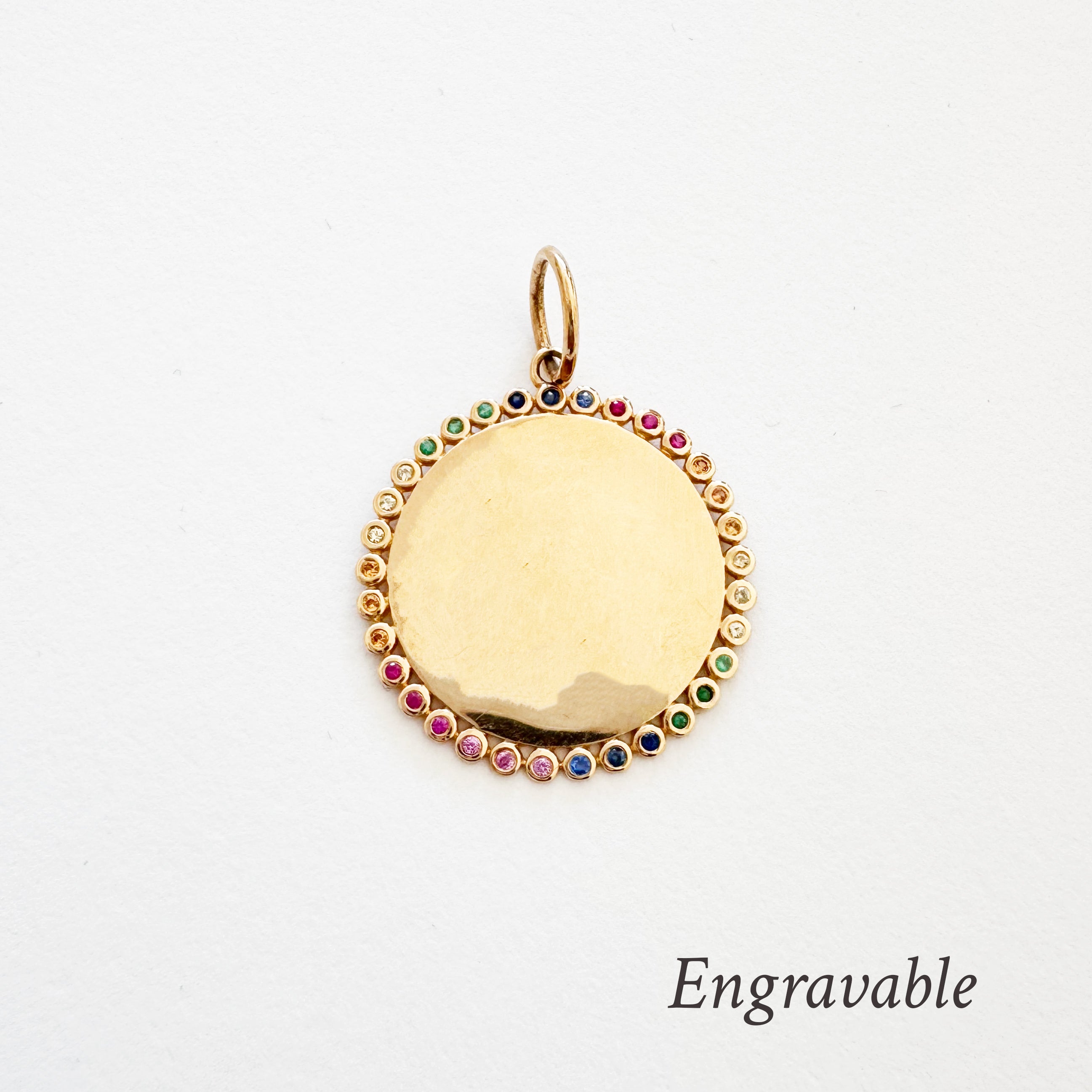 14K Multicolor Sapphire Round Medallion