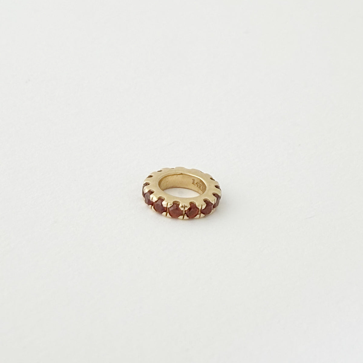 14K Gold Garnet Rondelle Charm