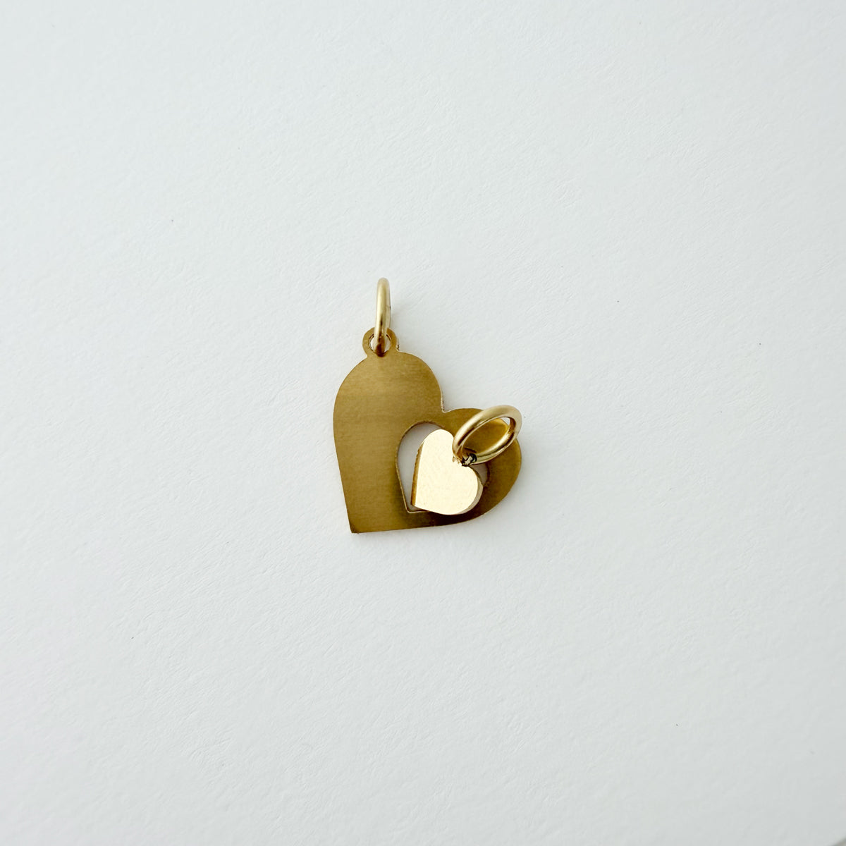 14K Yellow Gold Mother Daughter Heart Charm Set