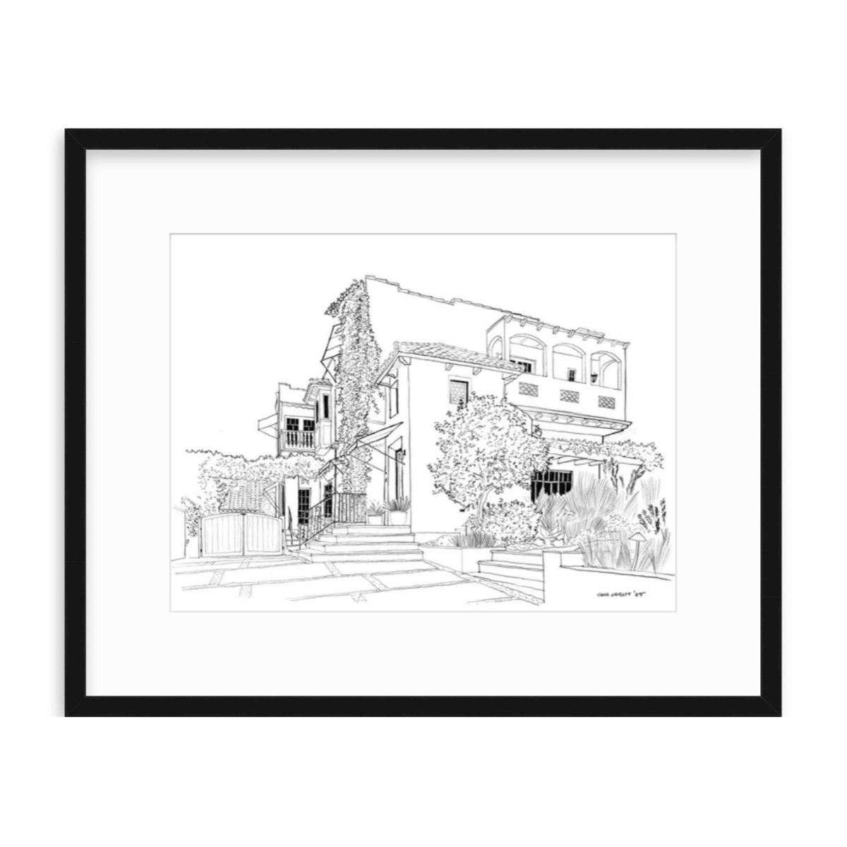 Custom Digital Architectural House Illustration (Framed) - Vana Chupp Studio