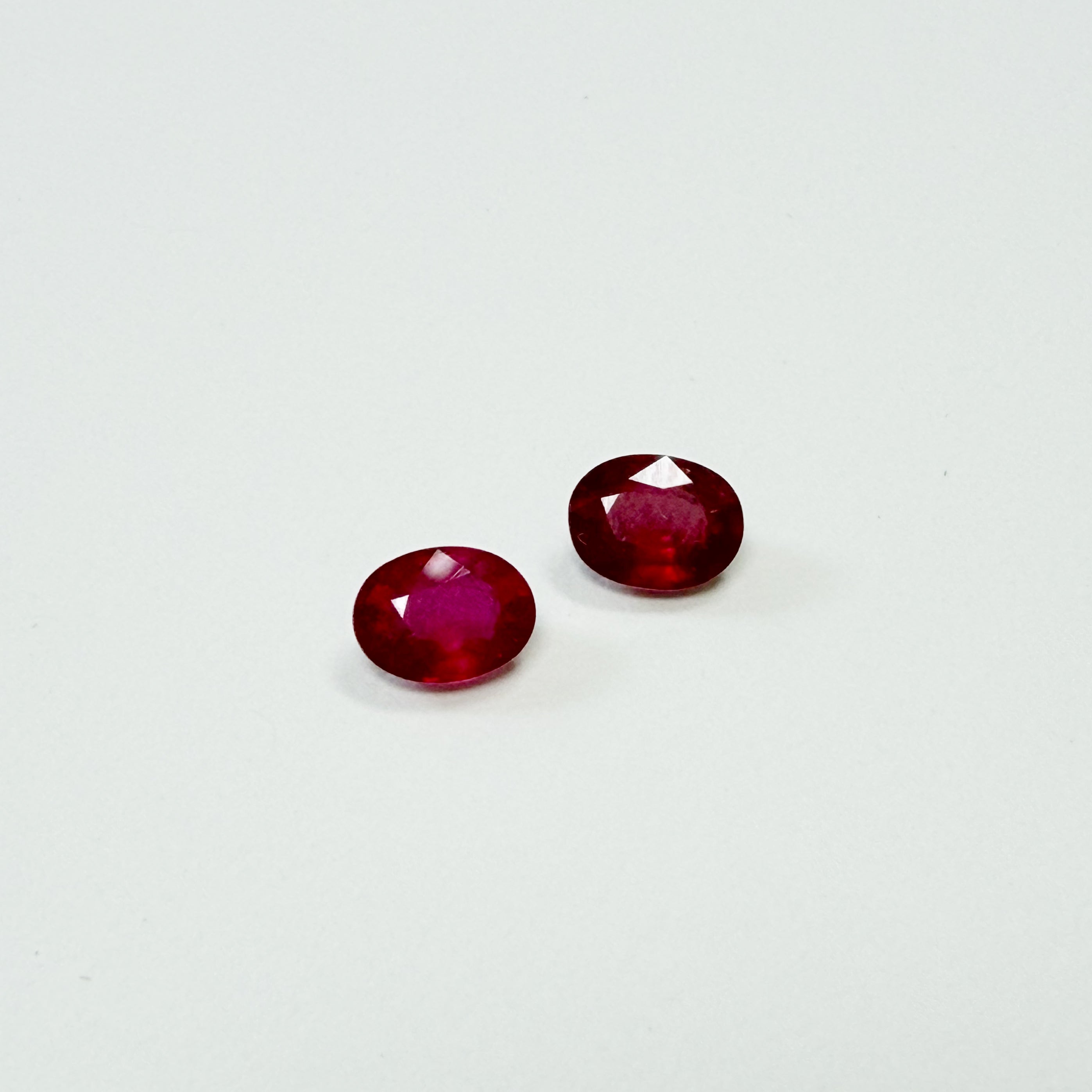 Pair of 8x6 mm Oval Fissure Filled Rubies - 3.20 CT