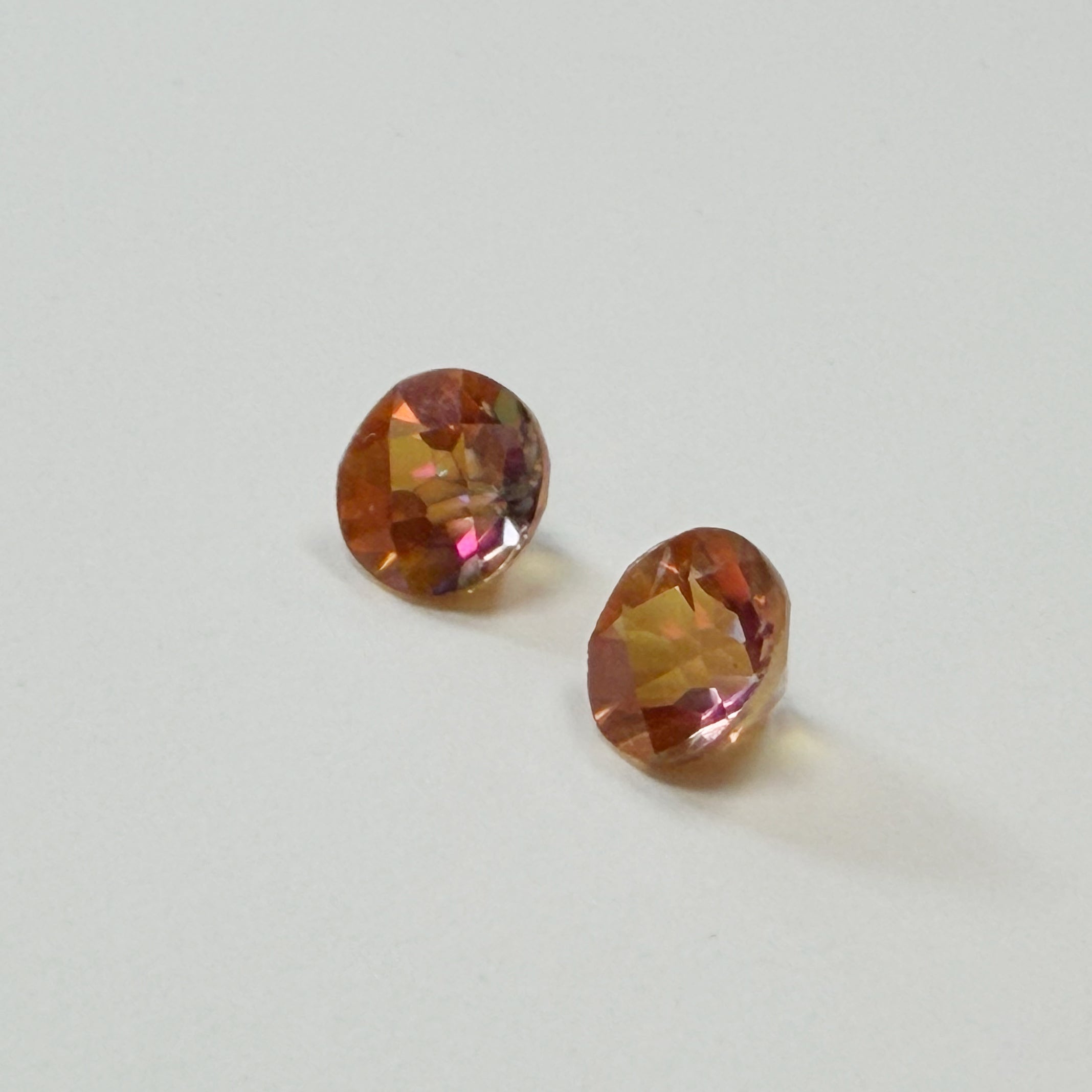 Pair of 7 mm Round Faceted Azotic Twilight Topaz