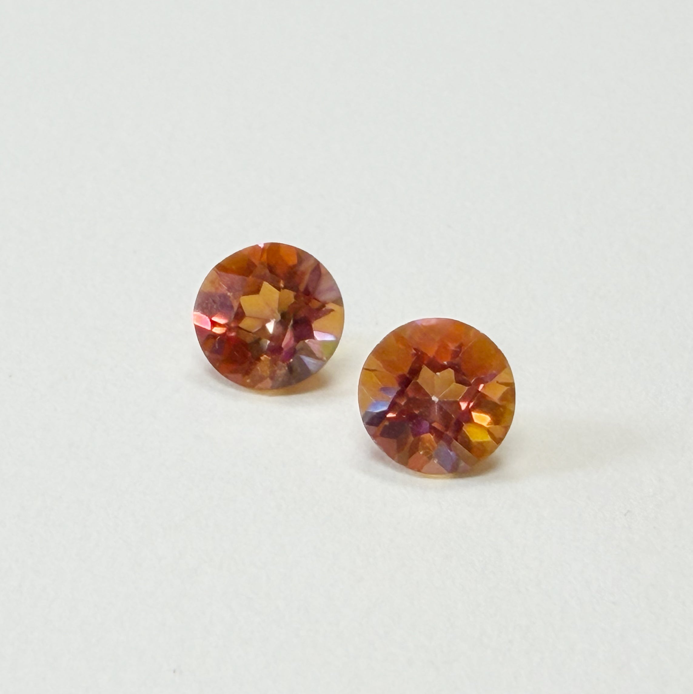Pair of 7 mm Round Faceted Azotic Twilight Topaz
