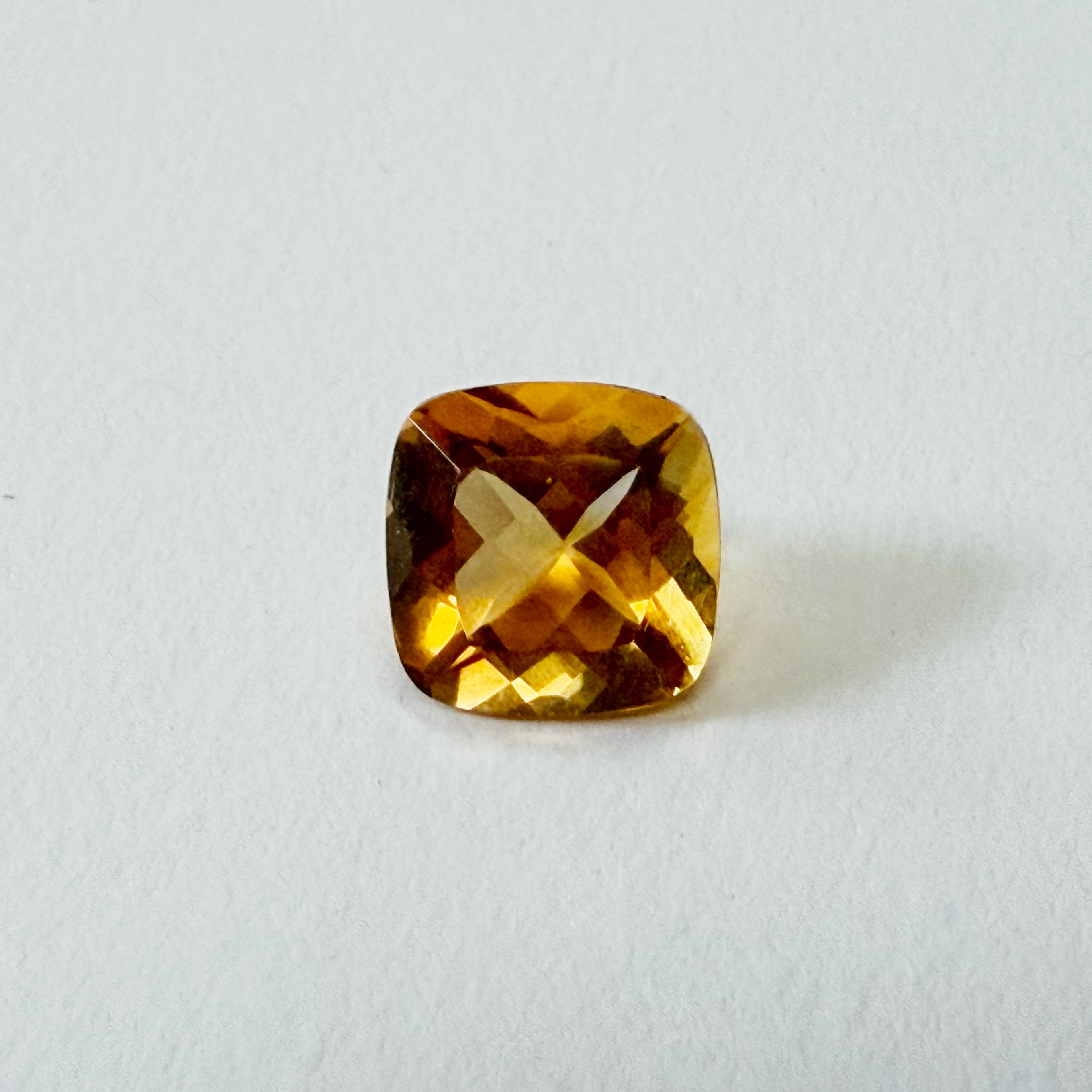 9 mm Cushion Checkerboard Lab Grown Yellow Citrine