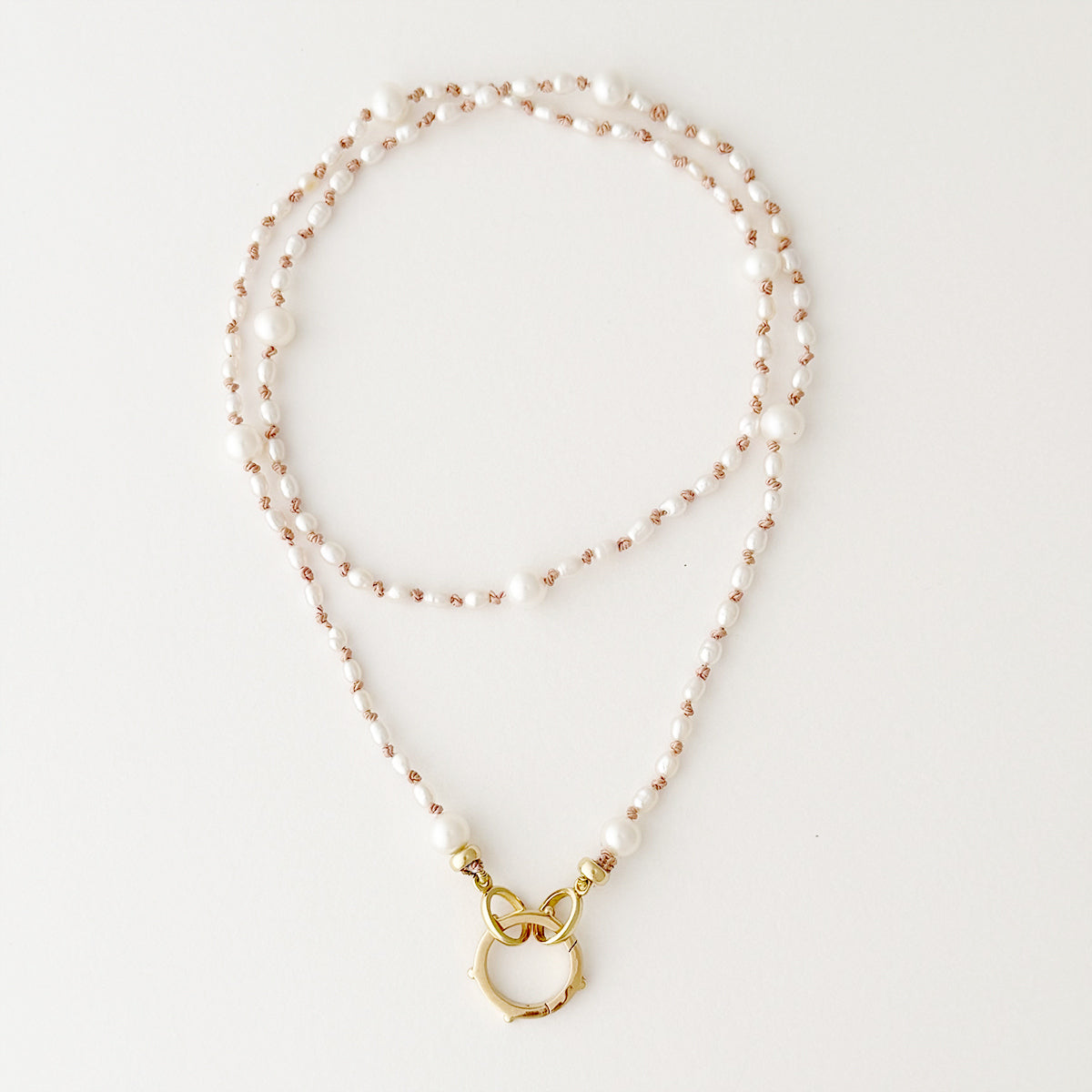 14K Pearl Necklace with Charm Holder
