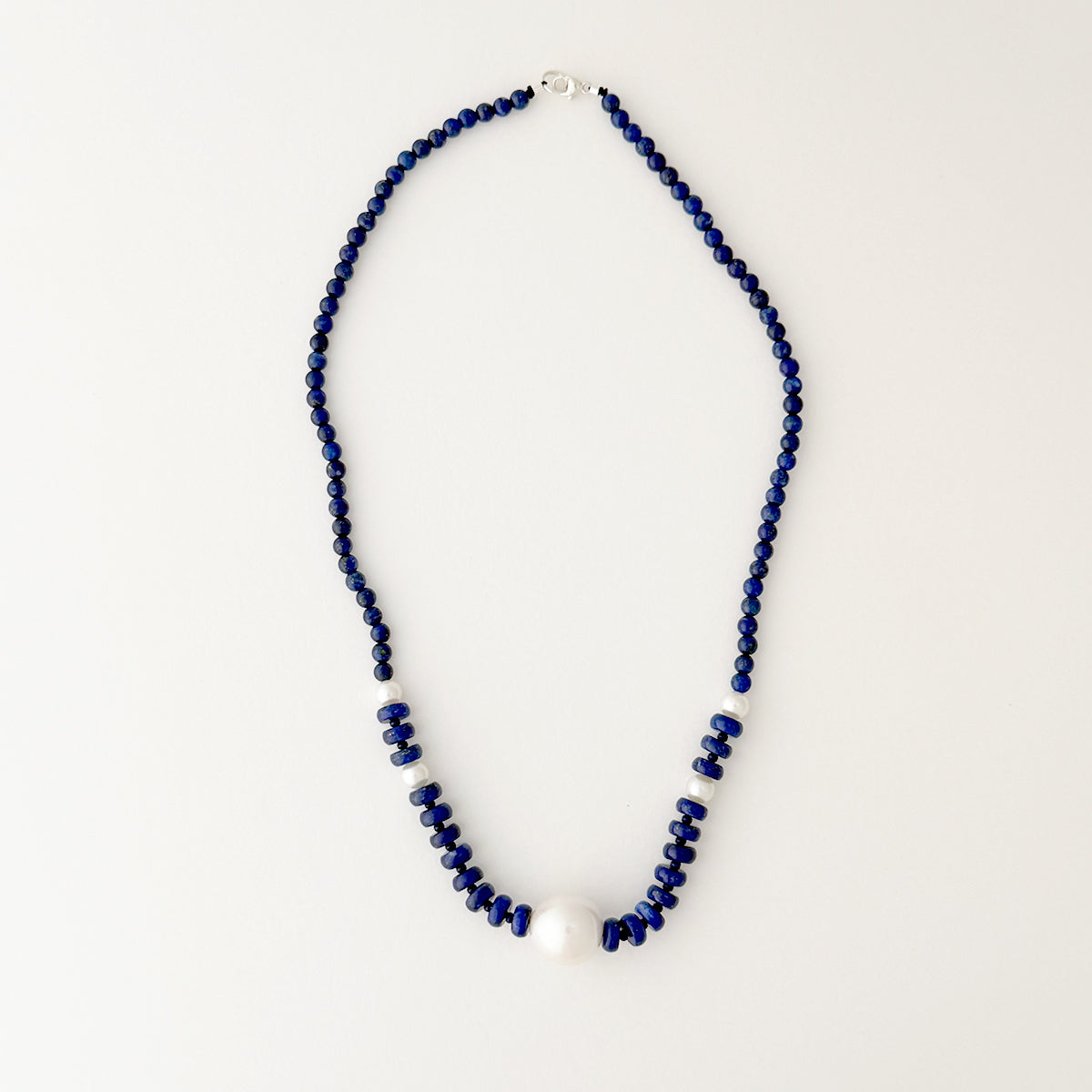 Lapis and Pearl Bead Necklace