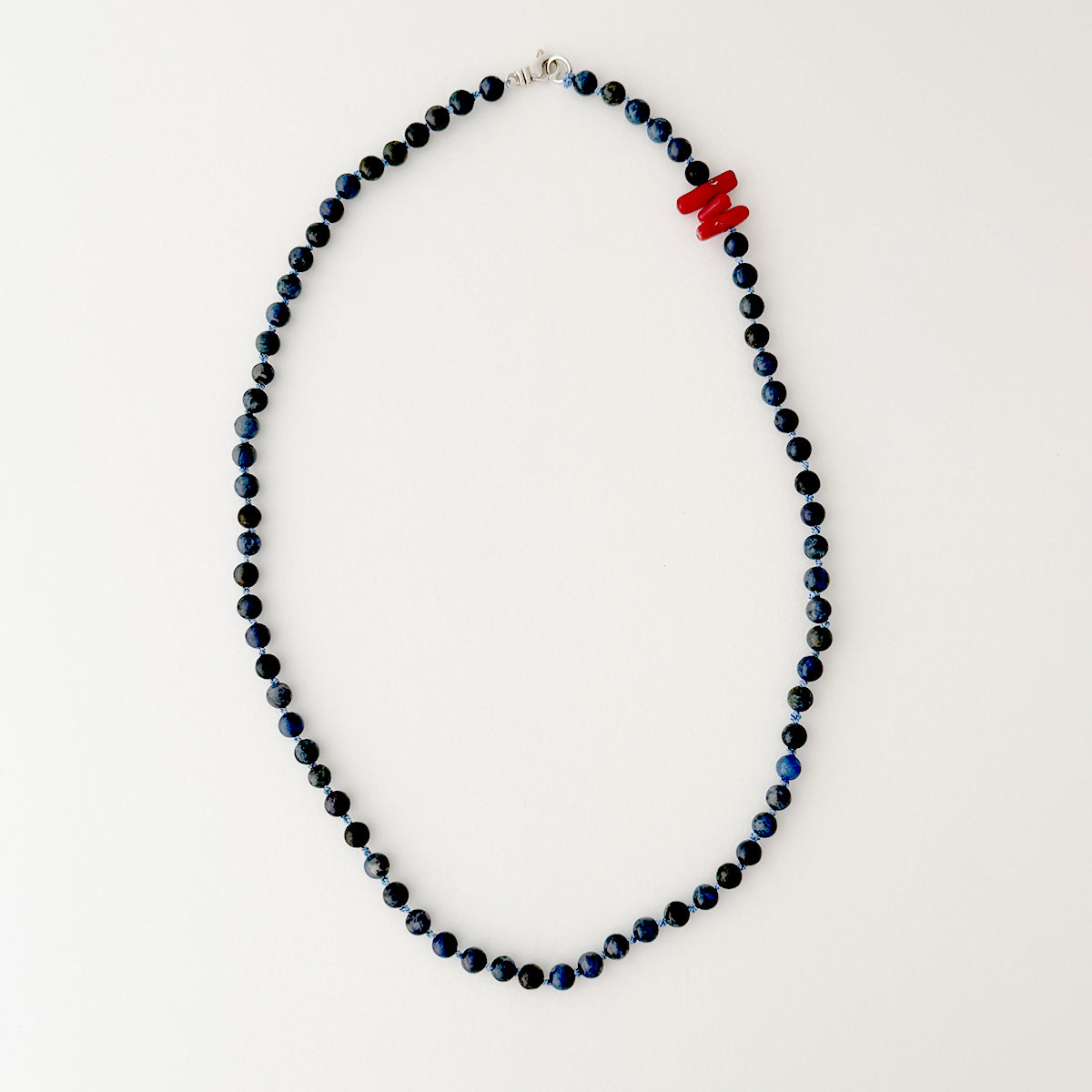 Assymetrical Lapis & Coral Necklace