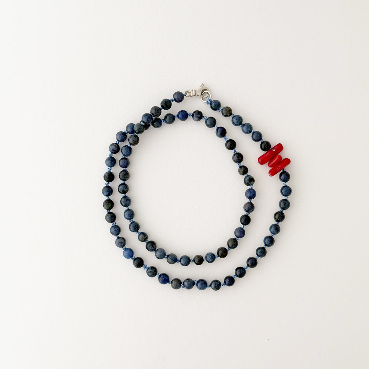 Assymetrical Lapis & Coral Necklace