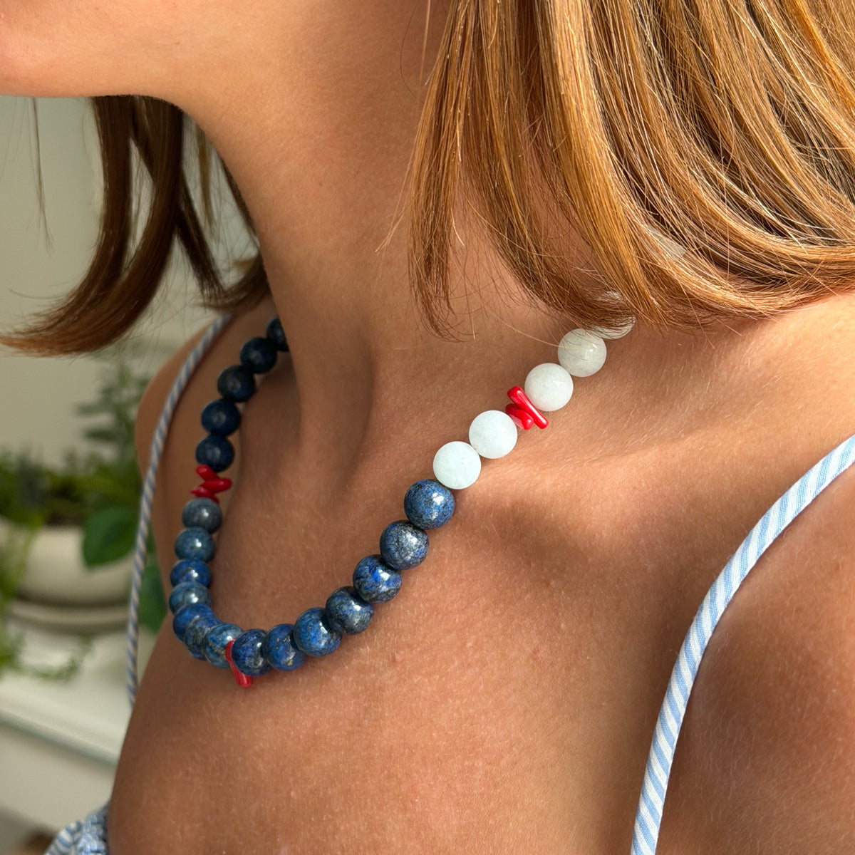 Lapis and Aquamarine Bead Necklace