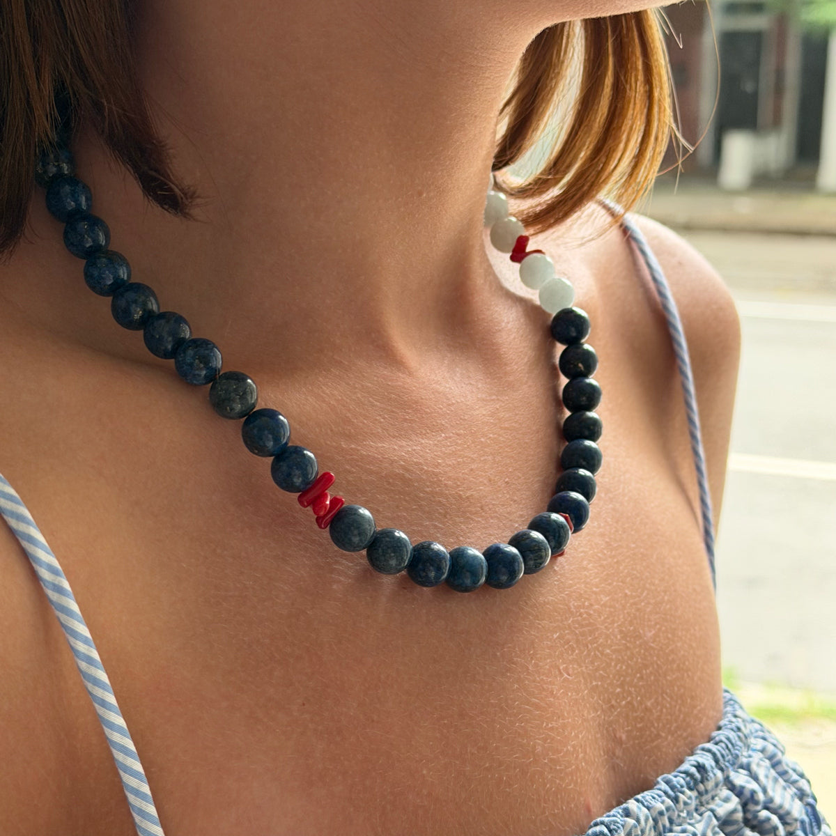 Lapis and Aquamarine Bead Necklace